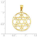 Load image into Gallery viewer, 14k Yellow Gold Star of David Circle Pendant Charm
