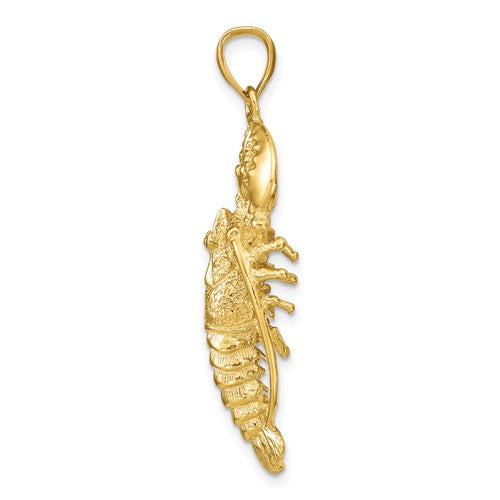 14k Yellow Gold Lobster Large 3D Pendant Charm