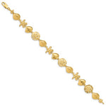 Загрузить изображение в средство просмотра галереи, 14k Yellow Gold Sand Dollar Starfish Seashell Scallop Shell Ocean Sea Beach Bracelet
