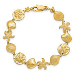 Lataa kuva Galleria-katseluun, 14k Yellow Gold Sand Dollar Starfish Seashell Scallop Shell Ocean Sea Beach Bracelet
