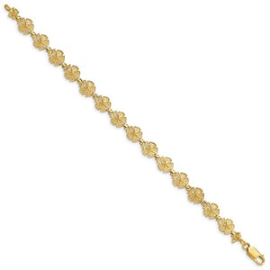 14k Yellow Gold Sand Dollar Starfish Ocean Sea Beach Bracelet