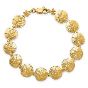 14k Yellow Gold Sand Dollar Starfish Bracelet