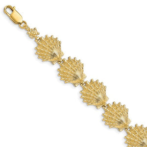 14k Yellow Gold Seashell Shell Ocean Sea Beach Bracelet