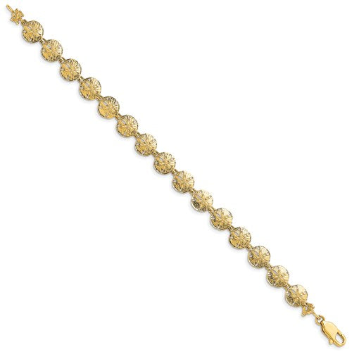 14k Yellow Gold Sand Dollar Starfish Ocean Sea Beach Bracelet