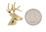 Load image into Gallery viewer, 14k Yellow Gold Deer Head Chain Slide Open Back Pendant Charm
