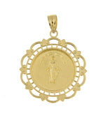 將圖片載入圖庫檢視器 14k Yellow Gold Blessed Virgin Mary Miraculous Medal Pendant Charm
