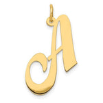 Cargar imagen en el visor de la galería, 14K Yellow Gold Initial Letter A Cursive Script Alphabet Pendant Charm
