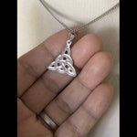 Load and play video in Gallery viewer, 14k White Gold Celtic Knot Trinity Open Back Pendant Charm

