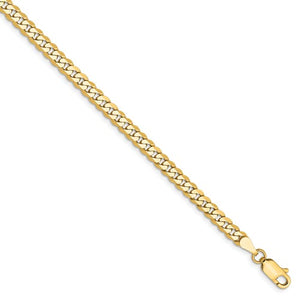 14k Yellow Gold 3.2mm Beveled Curb Bracelet Anklet Necklace Pendant Chain