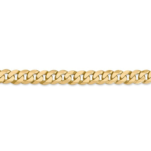 14k Yellow Gold 6.75mm Beveled Curb Link Bracelet Anklet Necklace Pendant Chain