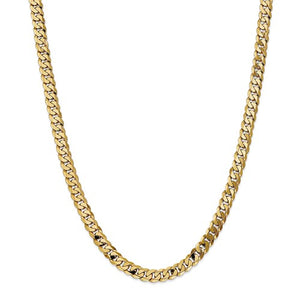 14k Yellow Gold 6.75mm Beveled Curb Link Bracelet Anklet Necklace Pendant Chain