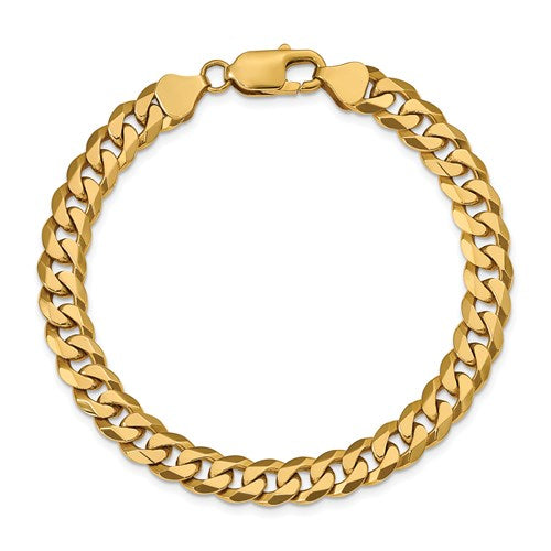14k Yellow Gold 8mm Beveled Curb Link Bracelet Anklet Necklace Pendant Chain