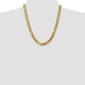 14k Yellow Gold 9.5mm Beveled Curb Link Bracelet Anklet Necklace Pendant Chain
