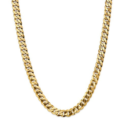 14k Yellow Gold 9.5mm Beveled Curb Link Bracelet Anklet Necklace Pendant Chain