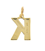 Загрузить изображение в средство просмотра галереи, 10K Yellow Gold Uppercase Initial Letter K Block Alphabet Diamond Cut Pendant Charm
