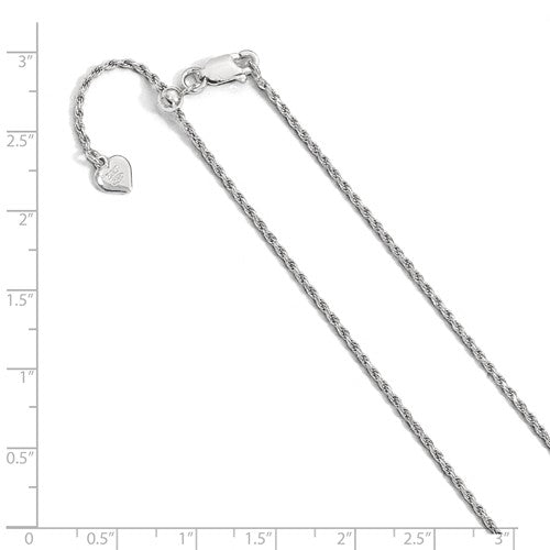 Sterling Silver 1.4mm Rope Necklace Pendant Chain Adjustable