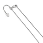 Indlæs billede til gallerivisning Sterling Silver 1.35mm Rope Necklace Chain Adjustable to 22 inches
