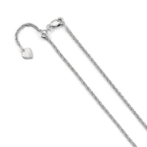 Sterling Silver 1.55mm Rope Necklace Chain Adjustable to 22 inches