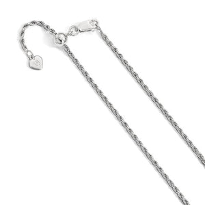 Sterling Silver 2mm Rope Necklace Pendant Chain Adjustable