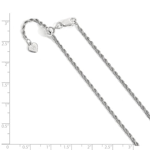 Sterling Silver 2.25mm Rope Necklace Pendant Chain Adjustable