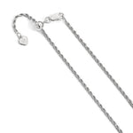 Indlæs billede til gallerivisning Sterling Silver 2.25mm Rope Necklace Pendant Chain Adjustable
