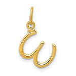Afbeelding in Gallery-weergave laden, 14K Yellow Gold Lowercase Initial Letter W Script Cursive Alphabet Pendant Charm
