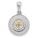 Lataa kuva Galleria-katseluun, Sterling Silver and 14k Yellow Gold Nautical Compass Medallion Small Pendant Charm
