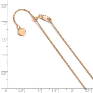 Sterling Silver Rose Gold Plated 1mm Spiga Wheat Necklace Pendant Chain Adjustable