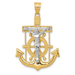 Carica l&#39;immagine nel visualizzatore di Gallery, 14k Gold Two Tone Mariners Cross Crucifix Pendant Charm
