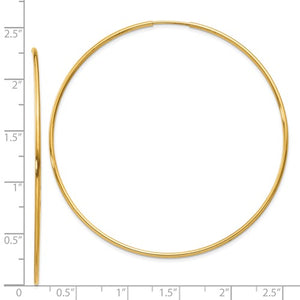 14K Yellow Gold 58mm x 1.5mm Endless Round Hoop Earrings