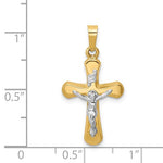 Kép betöltése a galériamegjelenítőbe: 14k Gold Two Tone Cross Crucifix INRI Pendant Charm
