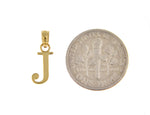 Cargar imagen en el visor de la galería, 14K Yellow Gold Uppercase Initial Letter J Block Alphabet Pendant Charm
