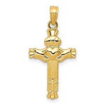 Load image into Gallery viewer, 14K Yellow Gold Celtic Claddagh Cross Pendant Charm
