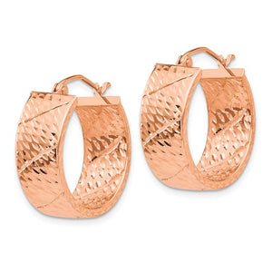 14K Rose Gold Modern Contemporary Round Hoop Earrings