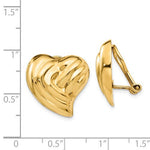 Cargar imagen en el visor de la galería, 14k Yellow Gold Non Pierced Clip On Heart Omega Back Earrings
