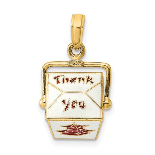 Load image into Gallery viewer, 14k yellow gold enamel chinese food take out box 3d pendant charm