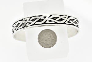 Sterling Silver 12.5mm Celtic Antique Style Cuff Bangle Bracelet