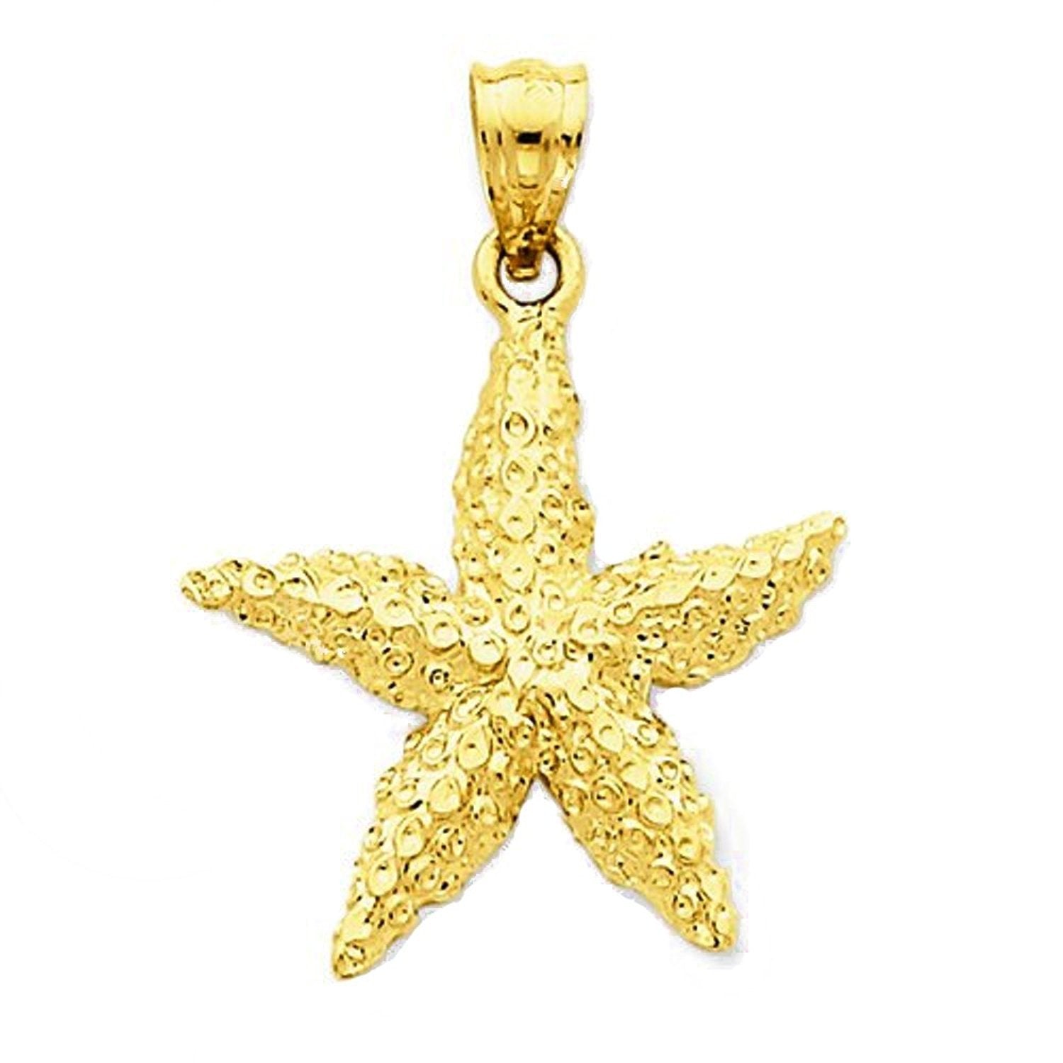 14k Yellow Gold Starfish Open Back Pendant Charm