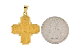 14k Yellow Gold Cross Cruciform Four Way Medal Pendant Charm