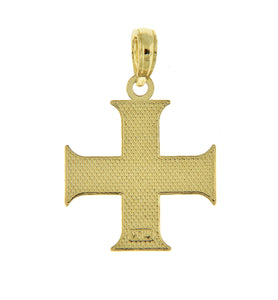 14k Yellow Gold Greek Cross Scroll Design Pendant Charm