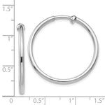 Charger l&#39;image dans la galerie, 14k White Gold Non Pierced Clip On Round Hoop Earrings 28mm x 2mm
