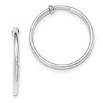 Load image into Gallery viewer, 14k White Gold Non Pierced Clip On Round Hoop Earrings 28mm x 2mm
