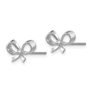 14k White Gold Ribbon Bow Stud Post Earrings