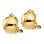Indlæs billede til gallerivisning 14k Yellow Gold Non Pierced Clip On Half Ball Omega Back Earrings 12mm
