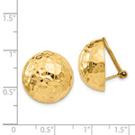 Load image into Gallery viewer, 14k Yellow Gold Non Pierced Clip On Hammered Ball Omega Back Earrings 18mm

