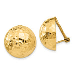 Lataa kuva Galleria-katseluun, 14k Yellow Gold Non Pierced Clip On Hammered Ball Omega Back Earrings 18mm
