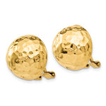 Indlæs billede til gallerivisning 14k Yellow Gold Non Pierced Clip On Hammered Ball Omega Back Earrings 14mm
