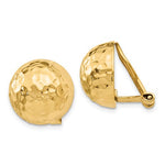 Indlæs billede til gallerivisning 14k Yellow Gold Non Pierced Clip On Hammered Ball Omega Back Earrings 14mm
