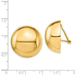 Indlæs billede til gallerivisning 14k Yellow Gold Non Pierced Clip On Half Ball Omega Back Earrings 24mm
