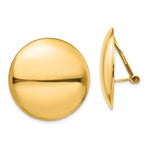 Carregar imagem no visualizador da galeria, 14k Yellow Gold Non Pierced Clip On Round Circle Disc Omega Back Earrings 24mm
